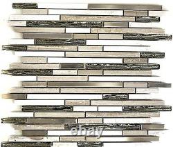 Mosaic tile natural stone mix wood white/brown with glass Art 86-SV8510sheet