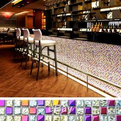 NEW 11 Pieces Colorful Glass Mosaic Wall Tiles Sheets For Living-room Bathroom
