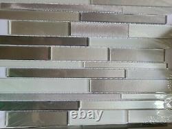 NEW 16 Elida Ceramica Coquina Ridge 12x12 Glass & Metal Linear Mosaic Wall Tile