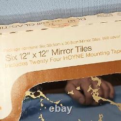 NEW 2 Box (12) Vintage Hoyne Mirror Glass Wall Tile Gold Vein 12x12 GLAS MCM