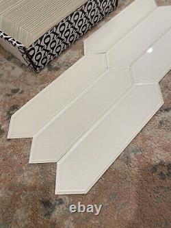 NEW Frosted Elegance White Glass Beveled Picket Tiles 3 x 12, 8.82 sq ft