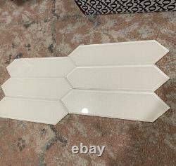 NEW Frosted Elegance White Glass Beveled Picket Tiles 3 x 12, 8.82 sq ft