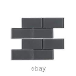 NewAge Products Glass Subway Tile Backsplash 14.7x11.7 Gray(11 sq. Ft. / Pack)