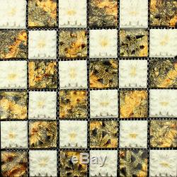 New 11PCS Flower Glass Mosaic Bathroom Wall Kitchen Backsplash Background Tile