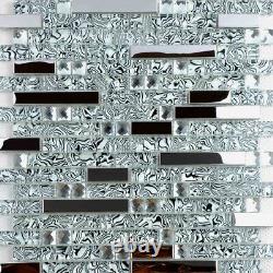 New Glass Metal Mosaic Kitchen Backsplash Bathroom decoration Wall Shower Tile