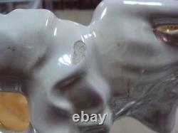 Nude naked mermaid girl. Porcelain figurine vase. There are defects. 7296u