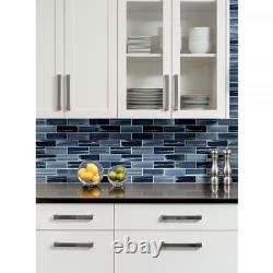 Oceania Azul 11.75 In. X 12 In. Textured Glass Subway Wall Tile 9.8 Sq. Ft. /Cas