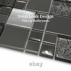 Onyx Black Mix Squares Mosaic Tiles Sheet For Wall Floor Bathroom