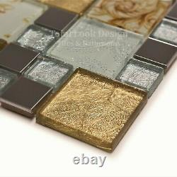 Onyx Gold Vintage Mix Squares Mosaic Tiles Sheet For Wall Floor Bathrooms