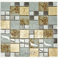 Onyx Gold Vintage Mix Squares Mosaic Tiles Sheet For Wall Floor Bathrooms