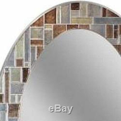 Oval Tile Hanging Wall Mirror Bath Room 21x31in Mosaic Glass Living Dining Decor