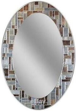 Oval Vanity Mirror Wall Mount Mosaic Glass Tile 21x31 Makeup Bathroom Entryway