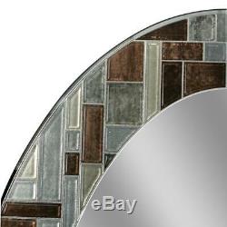 Oval Wall Mount Bathroom Mirror Hanging Simulated Mosaic Glass Tile 31 X 21