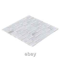 Pure White Crackle Glass Mother Of Pearl Shell Mosaic Tile Kitchen Backsplash