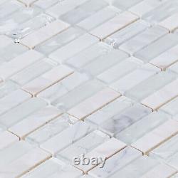 Pure White Crackle Glass Mother Of Pearl Shell Mosaic Tile Kitchen Backsplash