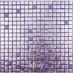 Purple Ice Glass Iridescent Blend Kitchen Bath Mosaic Tile Backsplash Wall