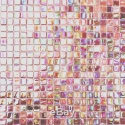 RED Mix Pearl Iridescent Square Mosaic tile GLASS Bathroom Wall 58-0902 10sheet