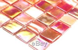 RED Mix Pearl Iridescent Square Mosaic tile GLASS Bathroom Wall 58-0902 10sheet