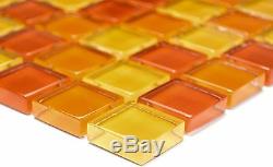 RED/ORANGE MIX CLEAR 3D Mosaic tile GLASS Square WALL Bath 72-0802 10 sheet