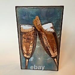 Rare Houston Llew Spiritiles BUBBLY number 048 Glass Copper Wall Tile Plaque