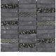 Raw Black Marquina Concrete Marble Stone Mosaic Tile stacked Backsplash