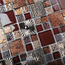 Red Wine Glass Leaf Fossil Resin Carving Wall Backsplash Ideas Tiles Mosaic Art