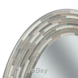 Reeded Charcoal Oval Tiles Wall Mirror, 29 in L x 23 in W, Frameless, Home Decor