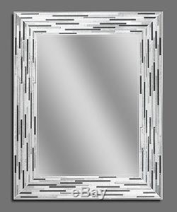 Reeded Charcoal Tiles Decorative Frameless Wall Mirror (1220)