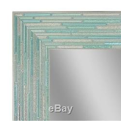 Reeded Frameless Mirror Wall Mount Aged Sea Glass Tile Mosaic Decorative Design