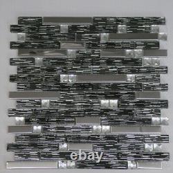Ruby Black Diamond Designer Glass Mosaic Tiles Sheet For Walls Floors Bathrooms