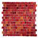 Rustic Glass Tile Ice Age Mosaic Bricks Fireplace Kitchen Backsplash Wall Red