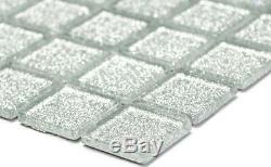 SILVER Glitter 3D Mosaic tile GLASS Square Wall BATH Splashback 60-020710sheet