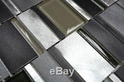 SILVER/WHITE Mosaic tile ALUMINUM/GLASS Mix WALL Backsplash 49-0204 f 10 sheet