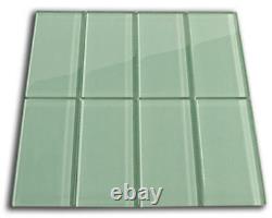 Sage Green Glass Subway Tile 3x6 for Backsplashes, Showers & More BOX OF 11