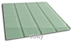 Sage Green Glass Subway Tile 3x6 for Backsplashes, Showers & More BOX OF 11