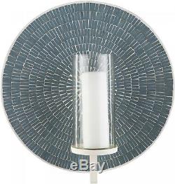 Sage Mosaic Tile Round Sconce Wall Hanging Candle Holder Glass Shade Home Decor