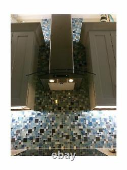 Sea Blue Green Glass Stainless Steel Tile White Kitchen Bath Backsplash Artis