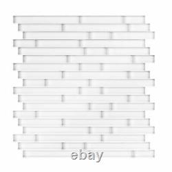 Serenity White 11.65 in. X 11.69 in. X 5mm Glass Self Adhesive Wall Mosaic Tile