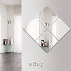 Set Of 4 Mirror Wall Tiles Square 30cmx30cm Self Adhesive Glass Bathroom/Bedroom
