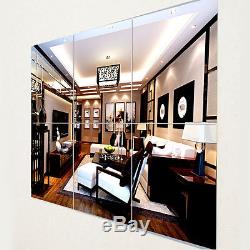 Set Of 4 Mirror Wall Tiles Square 30cmx30cm Self Adhesive Glass Bathroom/Bedroom