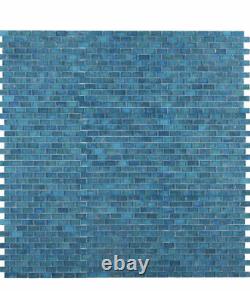 (Set of 12) Iridecent Blue Brick Mosaic Tile 12 x 12