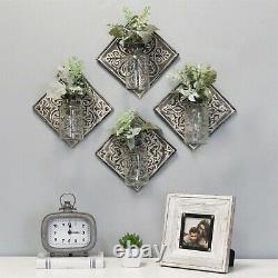 Set of 4 Hanging Glass Vase on Tile Wall Decor