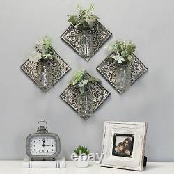 Set of 4 Hanging Glass Vase on Tile Wall Decor