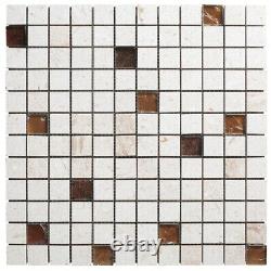 Shell Stone Limestone Brown Glass Mix 12x12 Mosaic Tile (10 sqft per box)