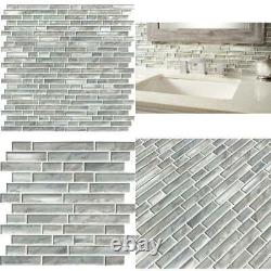 Silver Canvas Interlocking 12 In. X 12 In. X 8 Mm Glass Mesh Mounted Mosaic Tile