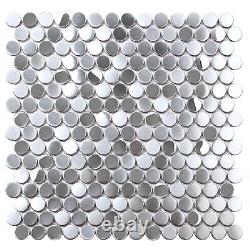 Silver Penny Round Tile Stainless Steel 3/4 Mosaics for Kitchen Bathroom Acc