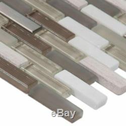 Silver Tip Glass Stone Metal Blend Mosaic Wall Tile-MSI -1 Box=10 Sqft