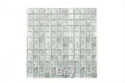 Silver Translucent Mosaic tile GLASS WALL Bathroom Kitchen Splashback 123-4SB11