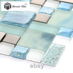 Sky Blue Art Mosaic Inner Crackle Design New Idea for Backsplash Kitchen Bath