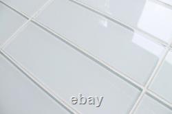 Snow White 4 x 12 Glass Subway Tiles for Kitchen Backsplash/Bathroom